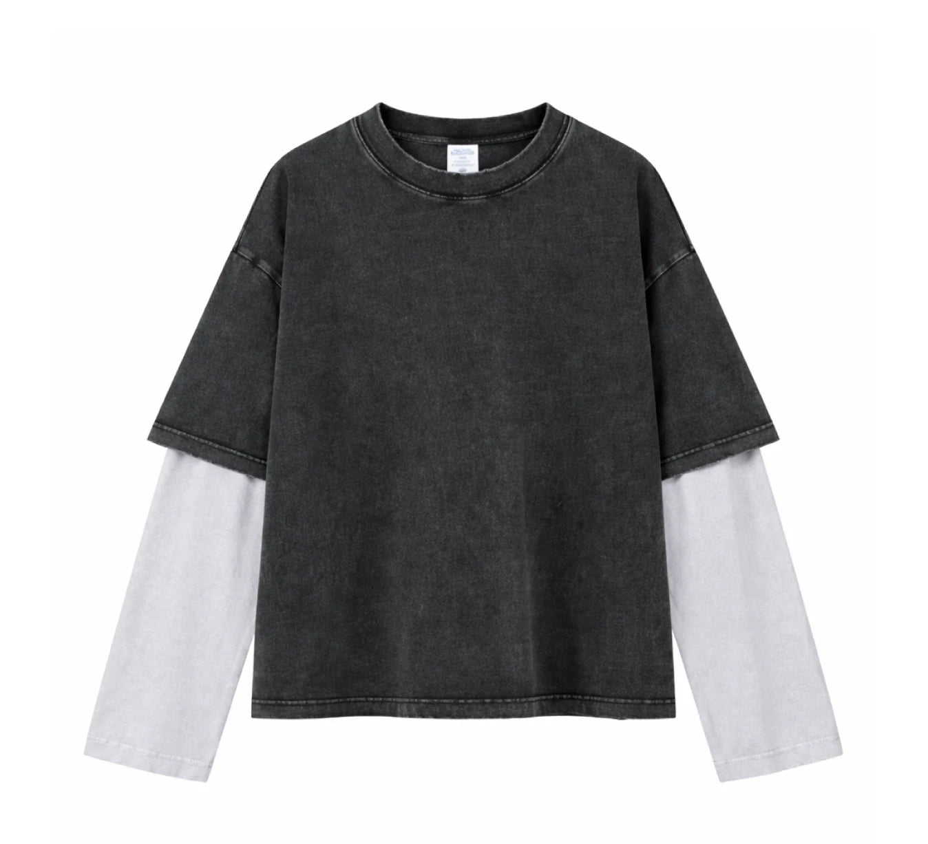 Essential Vintage Wash Double Layer Long Sleeve-streetwear-techwear