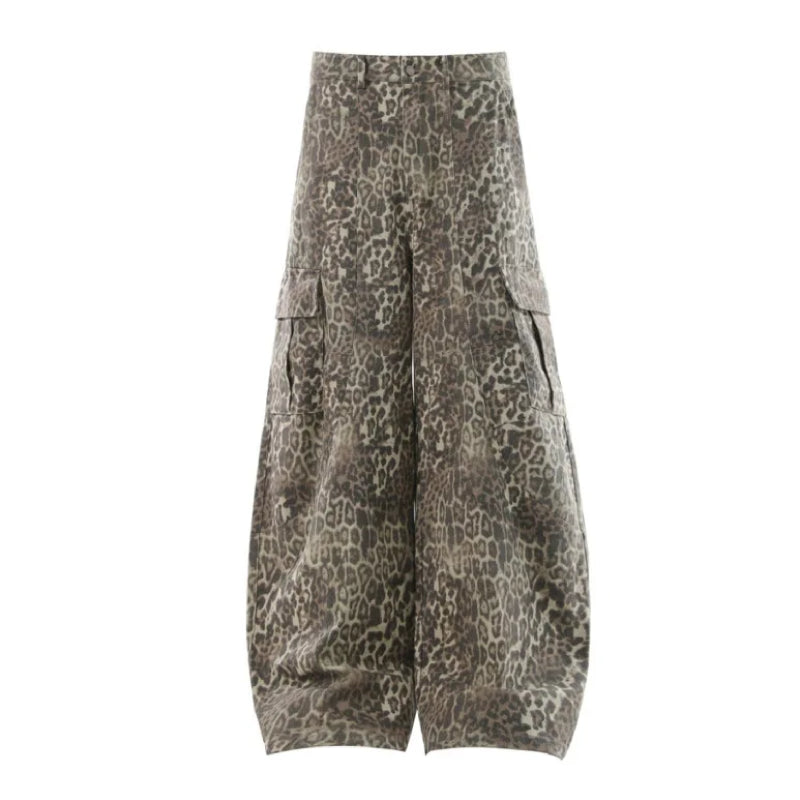 Extreme Baggy Leopard Print Cargo Pants