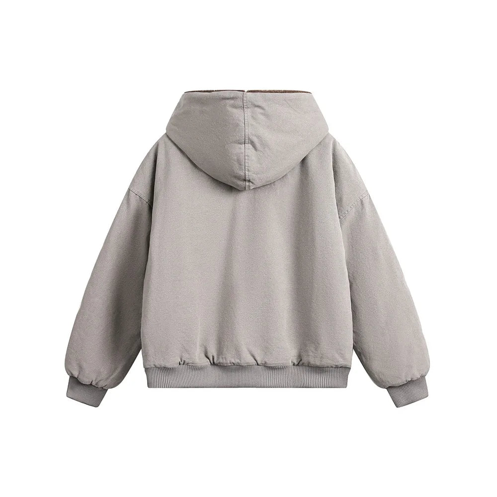 Faux Fur Lined Washed Canvas Hooded Jacket | STREETWEAR AT