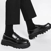 Faux Leather Chunky Sole Loafers-streetwear-techwear