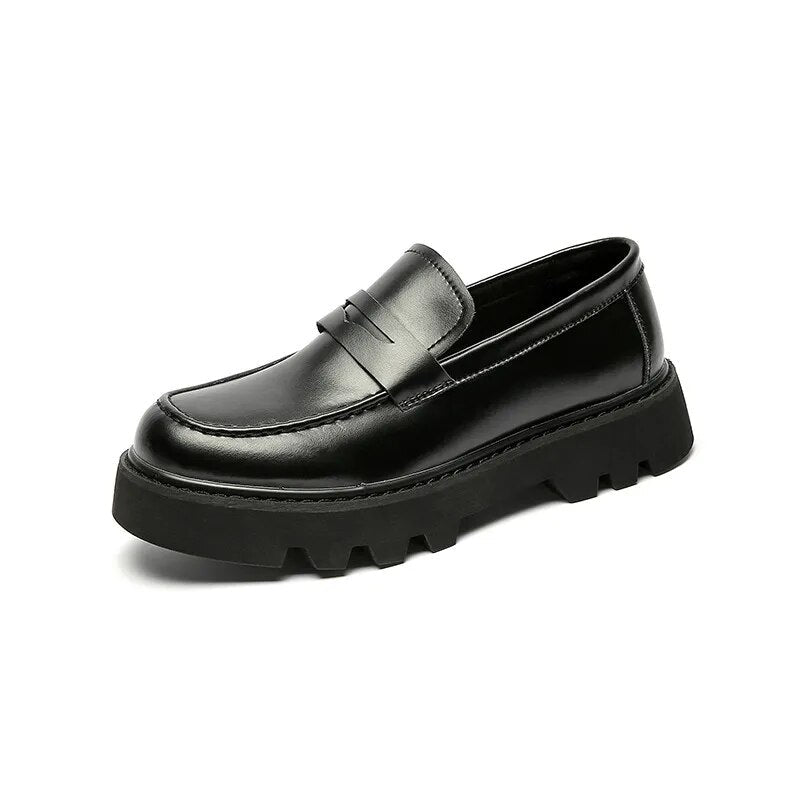 Faux Leather Chunky Sole Loafers-streetwear-techwear