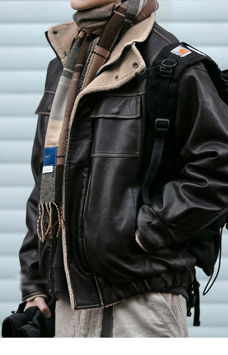 Faux Shearling Aviator Jacket-streetwear-techwear