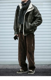 Faux Shearling Aviator Jacket-streetwear-techwear