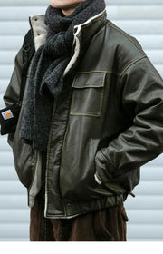 Faux Shearling Aviator Jacket-streetwear-techwear