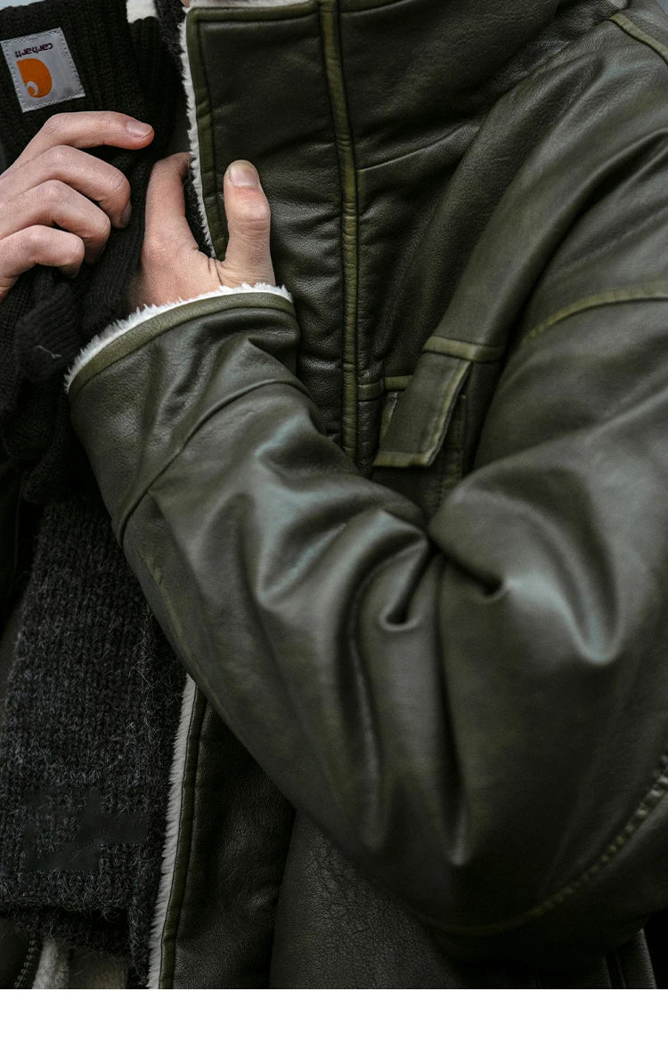 Faux Shearling Aviator Jacket-streetwear-techwear