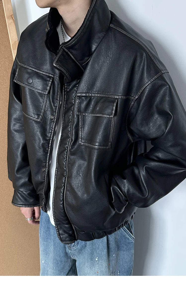 Faux Shearling Aviator Jacket-streetwear-techwear