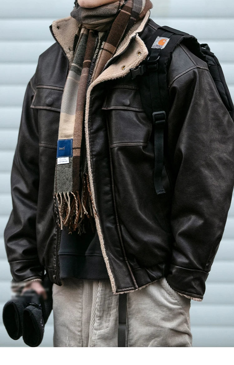 Faux Shearling Aviator Jacket-streetwear-techwear