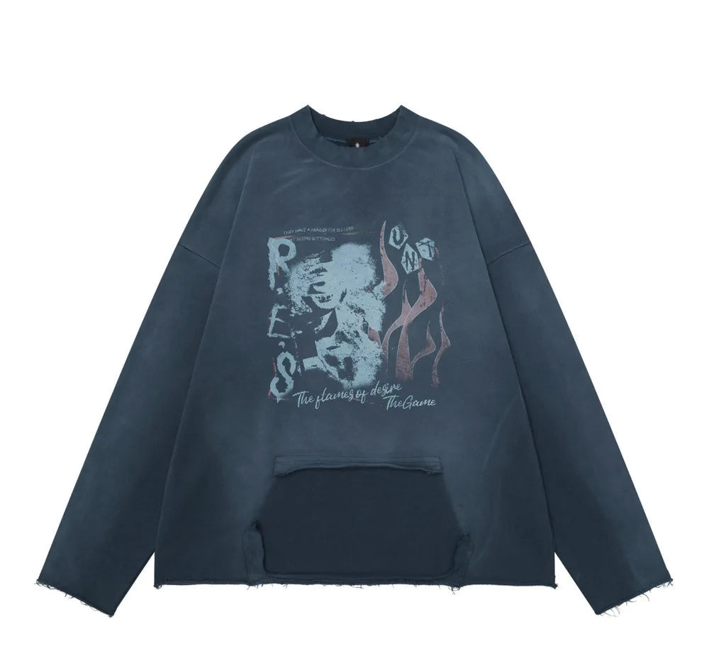 'Flames of Desire' Deconstructed Sweatshirt-streetwear-techwear