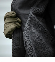 Fleece Lined Funnel Neck Twill Jacket-streetwear-techwear