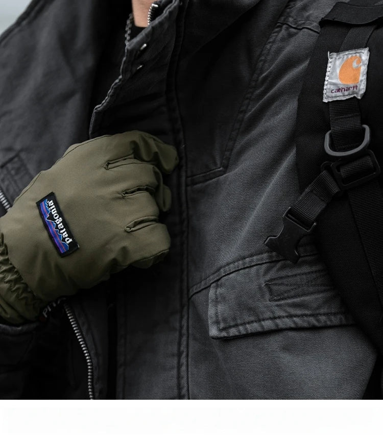 Fleece Lined Funnel Neck Twill Jacket-streetwear-techwear