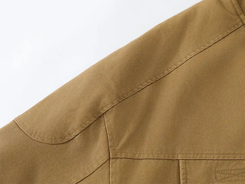 Fleece Lined Funnel Neck Twill Jacket-streetwear-techwear