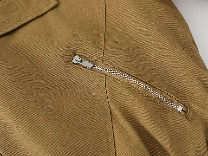 Fleece Lined Funnel Neck Twill Jacket-streetwear-techwear