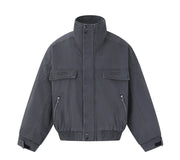 Fleece Lined Funnel Neck Twill Jacket-streetwear-techwear