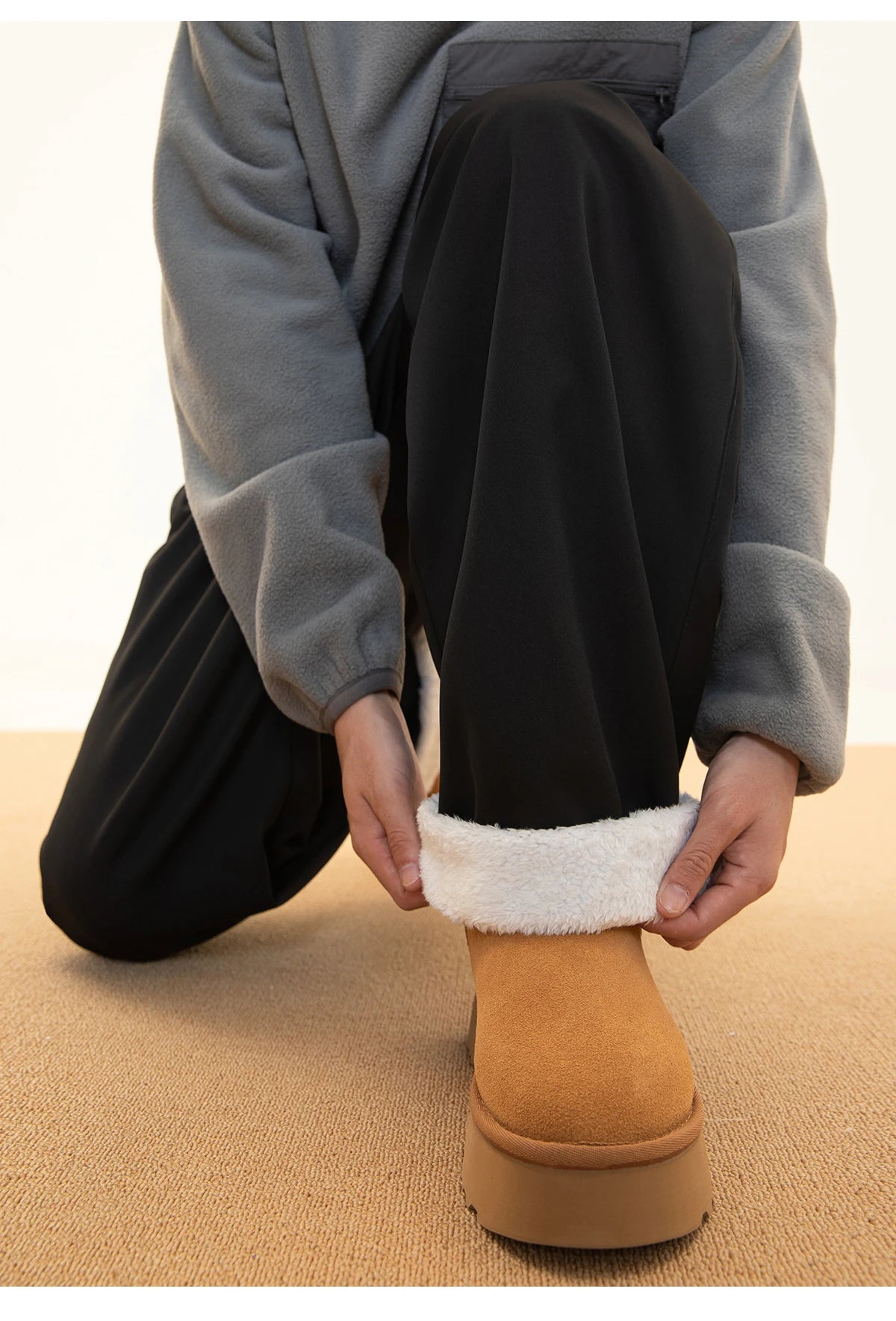 Fleece Lined Wide Leg Pants-streetwear-techwear