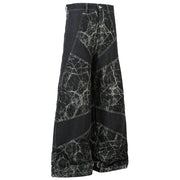 Fracture Panel Wide Denim Pants-streetwear-techwear