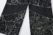 Fracture Panel Wide Denim Pants-streetwear-techwear