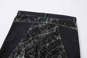 Fracture Panel Wide Denim Pants-streetwear-techwear