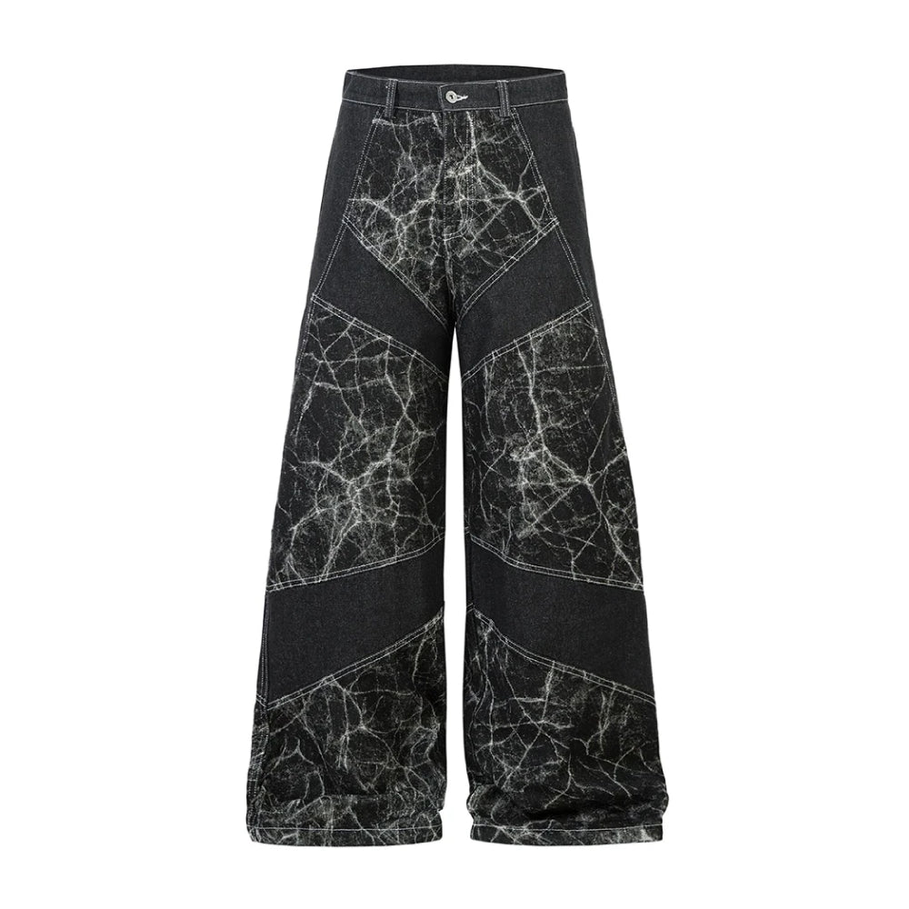 【2plan】Scale panel wide denim pants Fracture Panel Wide Denim Pants | STREETWEAR AT BEFORE THE