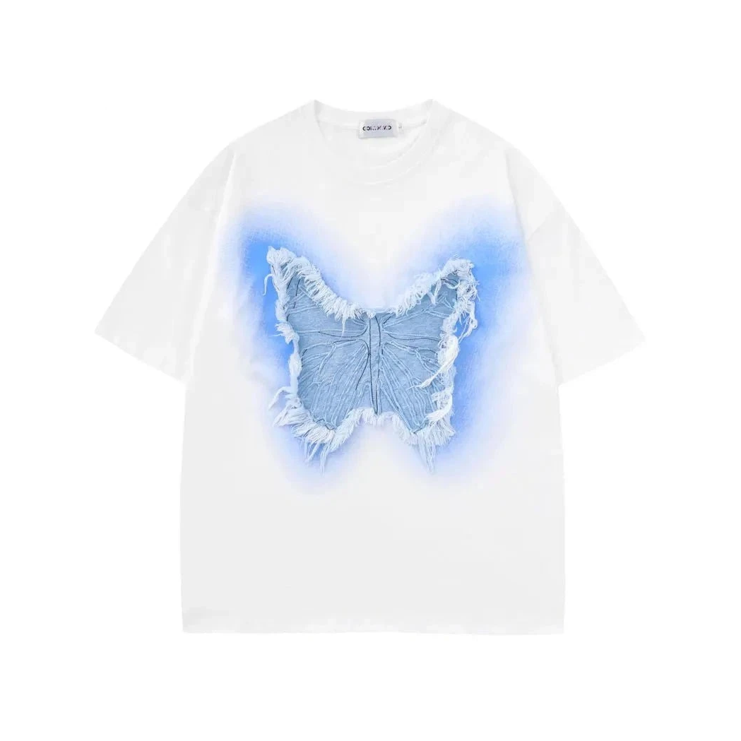 Frayed Butterfly Patch T-Shirt-streetwear-techwear