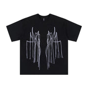 Frayed 'Stag Horns' Embroidered T-Shirt-streetwear-techwear
