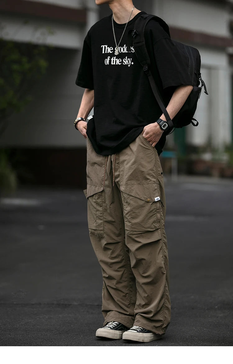 Functional Ripstop Wide Cargo Pants-streetwear-techwear