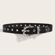Gothic-Style Star Detail Belt-streetwear-techwear