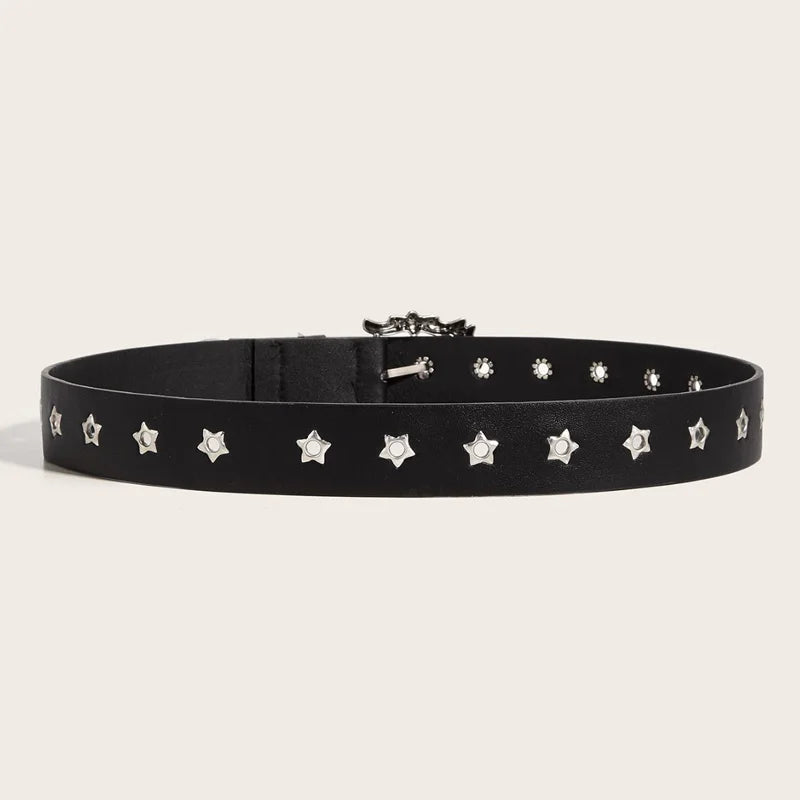Gothic-Style Star Detail Belt-streetwear-techwear