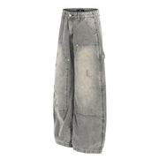 Grey Washed Baggy Carpenter Jeans-streetwear-techwear