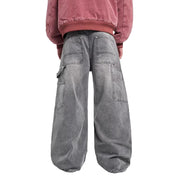 Grey Washed Baggy Carpenter Jeans-streetwear-techwear