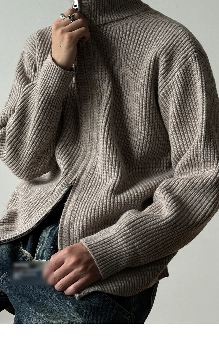 Heavy Ribbed Knit Jacket-streetwear-techwear