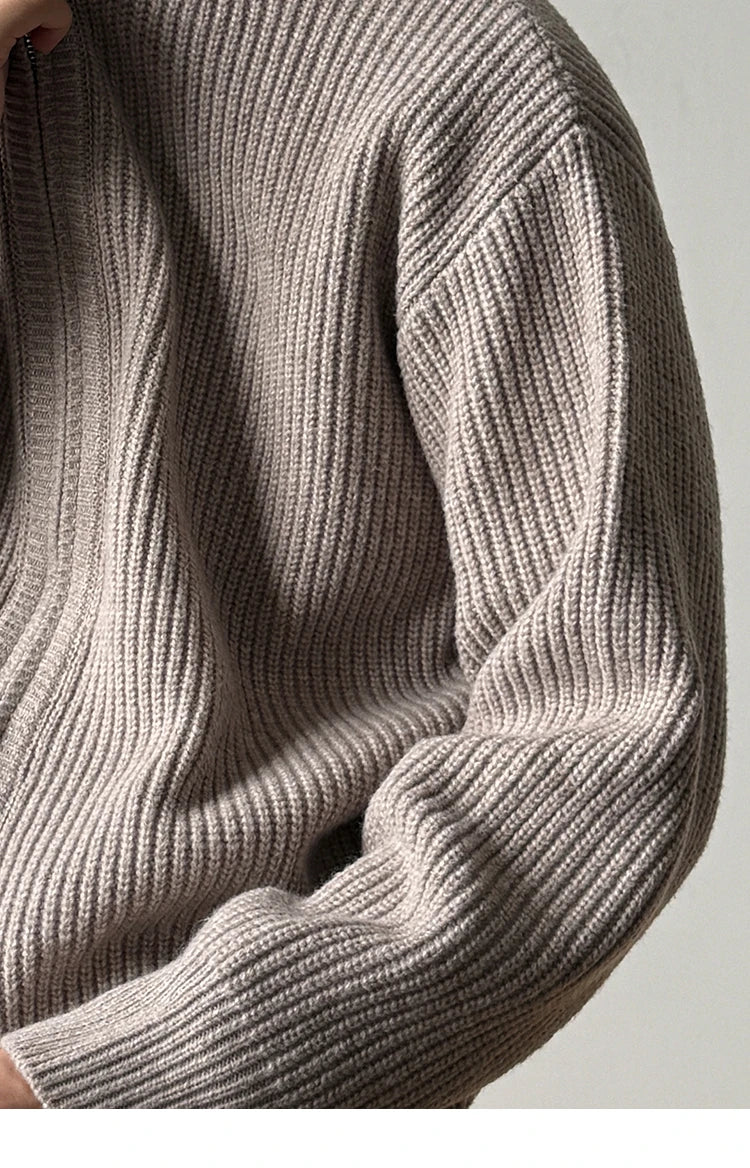 Heavy Ribbed Knit Jacket-streetwear-techwear