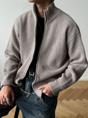 Heavy Ribbed Knit Jacket-streetwear-techwear