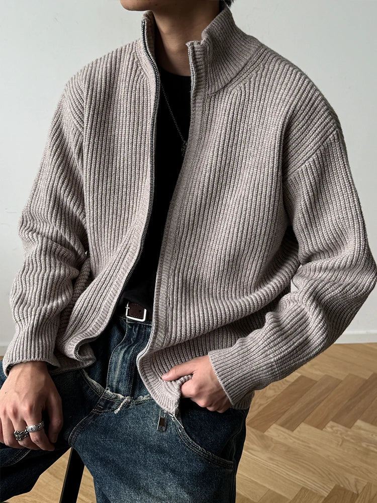 Heavy Ribbed Knit Jacket-streetwear-techwear