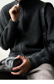 Heavy Ribbed Knit Jacket-streetwear-techwear