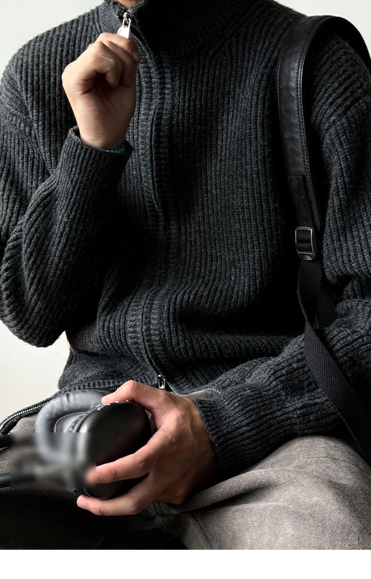 Heavy Ribbed Knit Jacket-streetwear-techwear