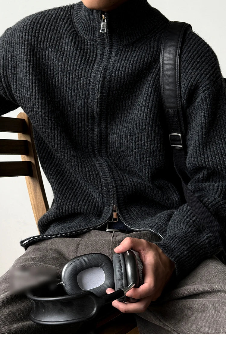 Heavy Ribbed Knit Jacket-streetwear-techwear