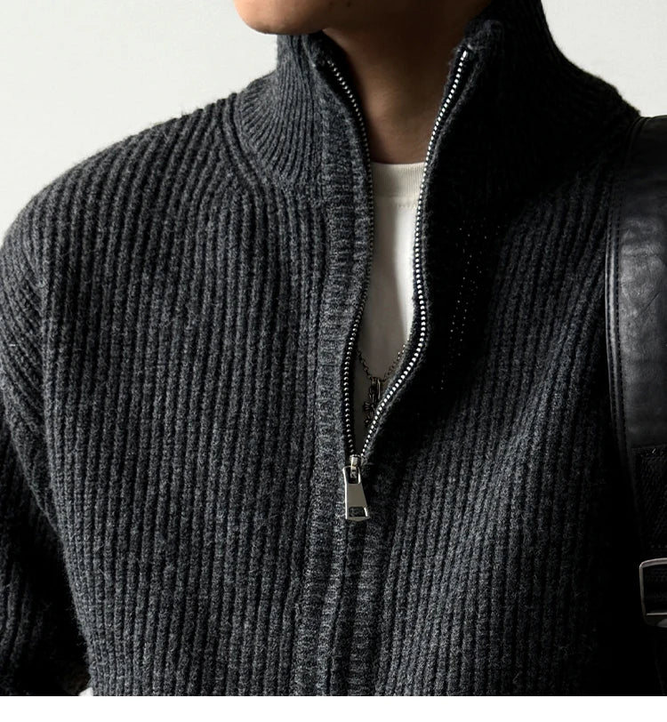 Heavy Ribbed Knit Jacket-streetwear-techwear