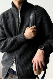 Heavy Ribbed Knit Jacket-streetwear-techwear
