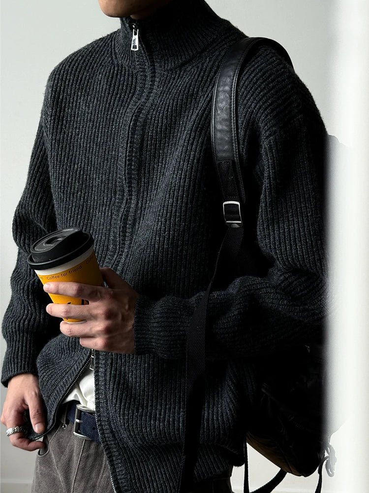 Heavy Ribbed Knit Jacket-streetwear-techwear