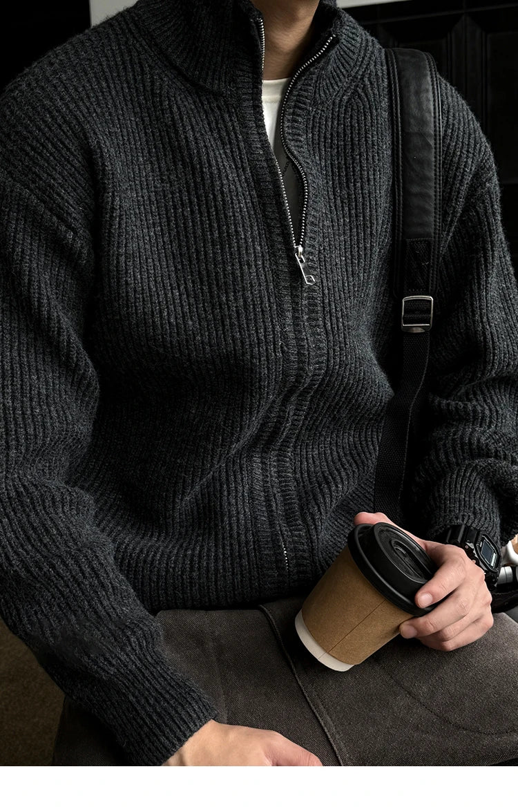 Heavy Ribbed Knit Jacket-streetwear-techwear