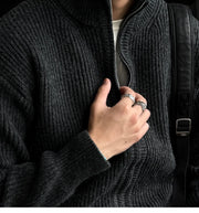 Heavy Ribbed Knit Jacket-streetwear-techwear