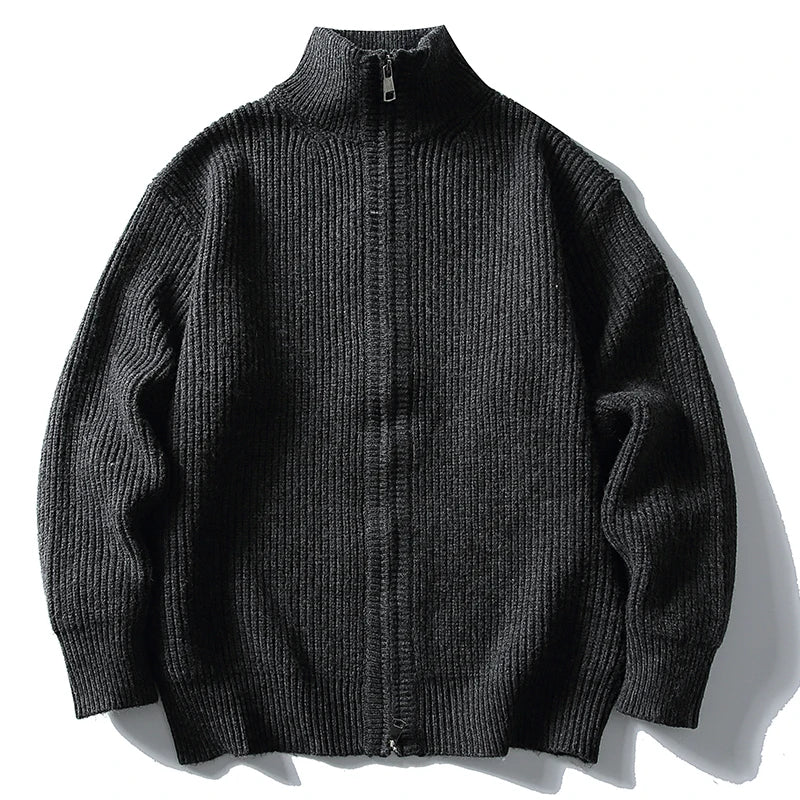 Heavy Ribbed Knit Jacket-streetwear-techwear