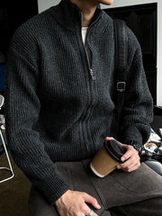 Heavy Ribbed Knit Jacket-streetwear-techwear