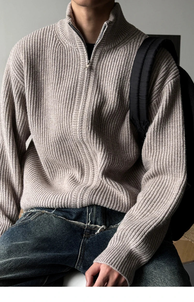 Heavy Ribbed Knit Jacket-streetwear-techwear