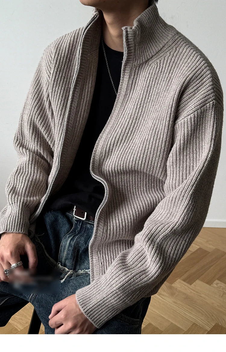 Heavy Ribbed Knit Jacket-streetwear-techwear