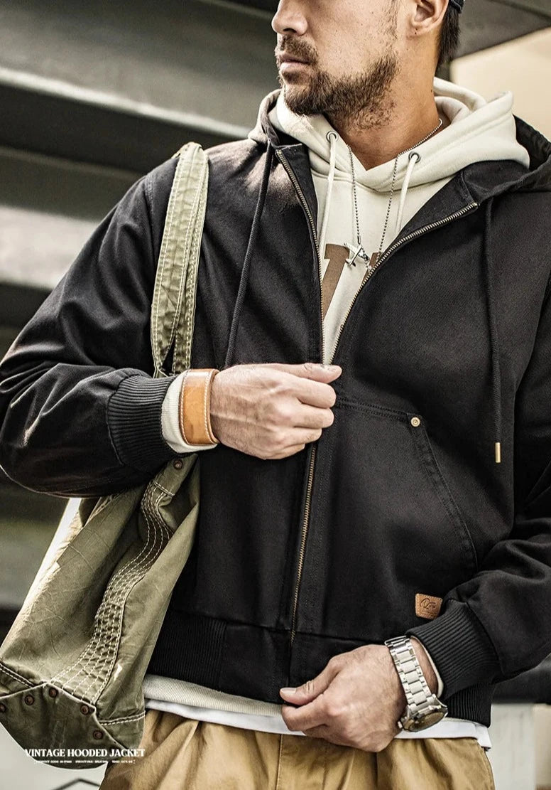 Hooded Workwear Canvas Jacket-streetwear-techwear