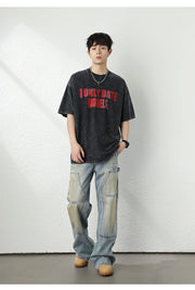 'I Only Date Models' Acid Wash T-Shirt-streetwear-techwear