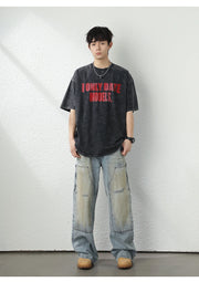 'I Only Date Models' Acid Wash T-Shirt-streetwear-techwear
