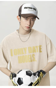 'I Only Date Models' Acid Wash T-Shirt-streetwear-techwear
