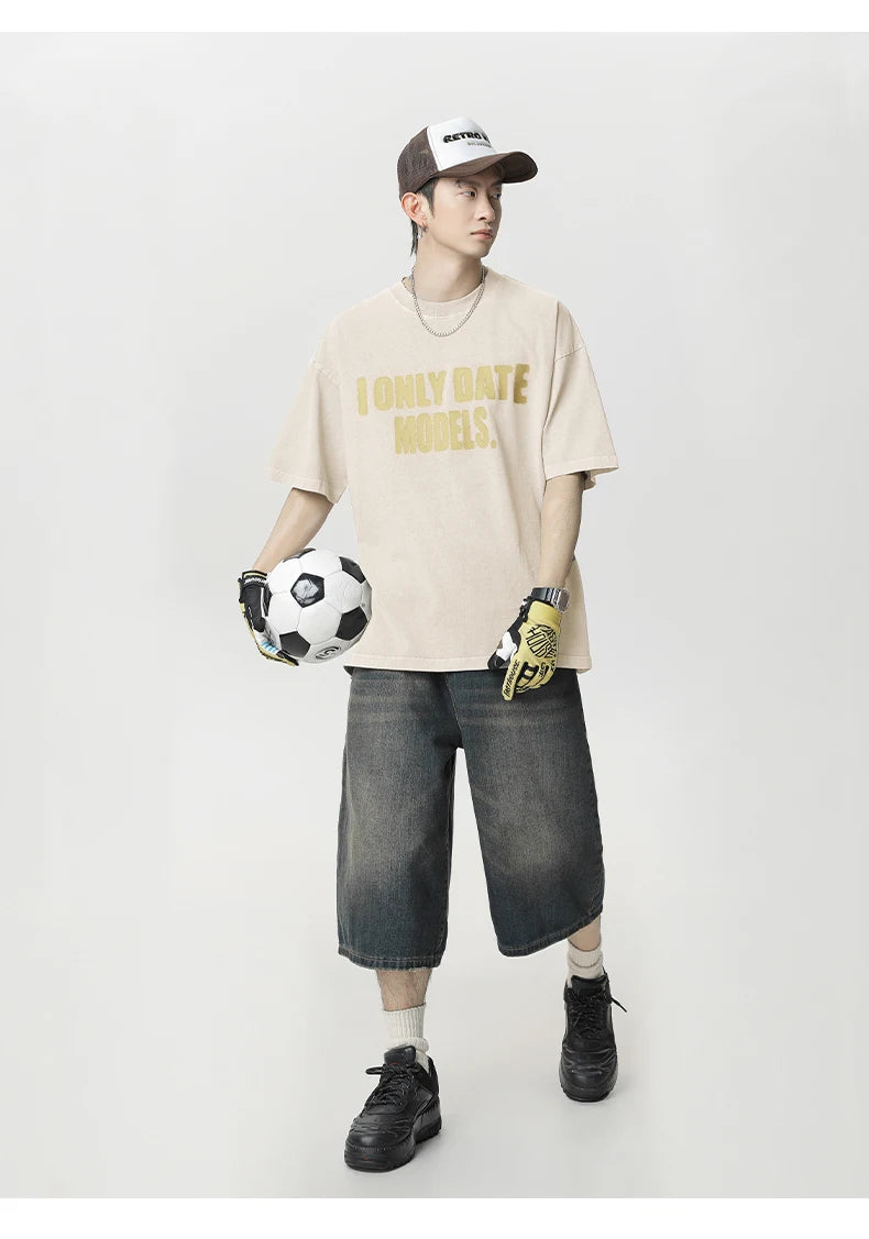 'I Only Date Models' Acid Wash T-Shirt-streetwear-techwear